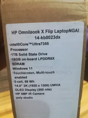 New HP OmniBook X Flip 14" Laptop - Intel Core Ultra 7, 16GB RAM, 1TB SSD