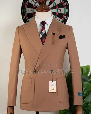 Romaster Double Breasted Suit - Coffee Brown