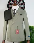 ROMASTER Suti ya Double Breasted - Kijani Cha Mizeituni Chenye Cheki - 4