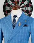 Suti ya Romaster Double Breasted - Sky Blue Check - 1