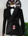 Suti ya Romaster Velvet Tuxedo - Nyeusi Shiny Diamond - 1