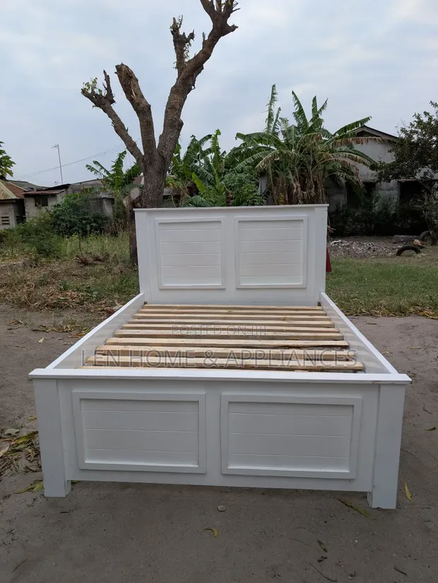 Hardwood Bed Frame - White, 5/6 Size - 1