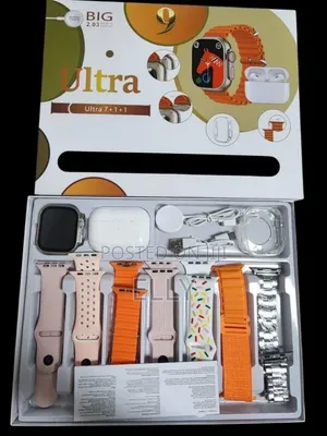 Smart Watch Ultra 9 with 7 Bands + Pods + Wireless Charger