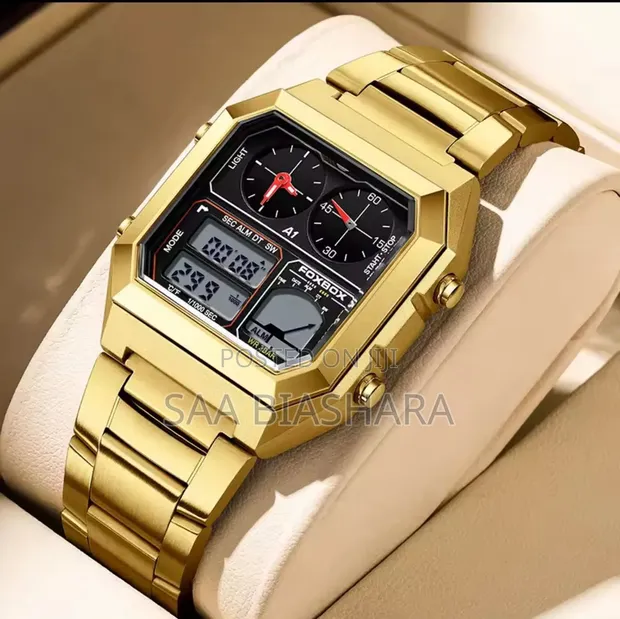 Foxbox Digital Watch - Stainless Steel Gold & Black - 1