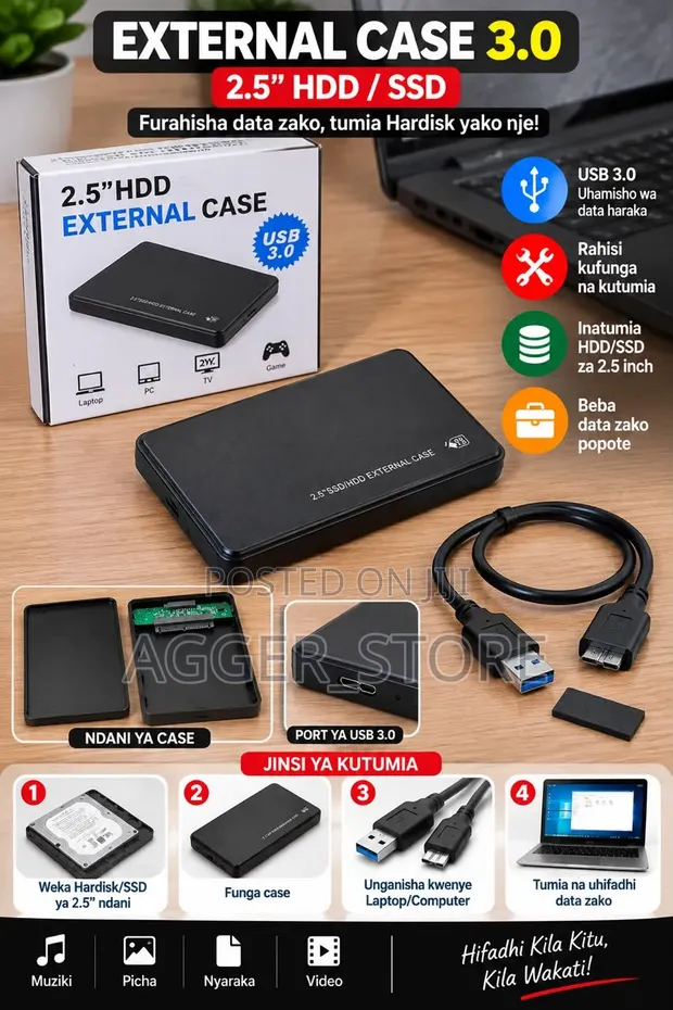 2.5-Inch USB 3.0 SATA HDD/SSD External Enclosure Case - 1