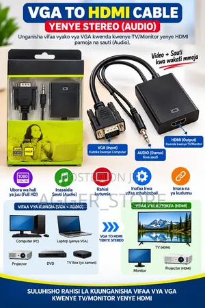 Adapta ya VGA kwenda HDMI na Sauti