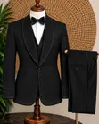 Mario Casas White and Black Beaded Shawl Lapel 3-Piece Suit - 2