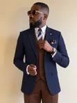 Suti ya Carlos Cardini Iliyochungwa Nyeusi na Vest na Suruali ya Brown - 2