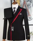 Black and Red Trim Asymmetric 2-Piece Suit with Tie - 1