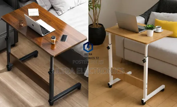 Movable Adjustable Bedside Overbed Laptop Table with Wheels - 1