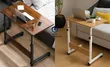 Movable Adjustable Bedside Overbed Laptop Table with Wheels - 1