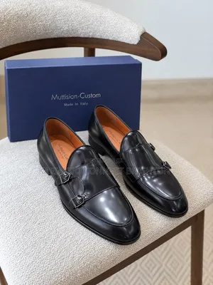 Viatu vya Jaguar vya Ngozi vya Double-Monk Strap Nyeusi