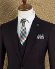 Suti ya BOSS ya Maroon Textured Check ya Vipande 3 na Tai - 3
