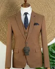 BOSS Brown Textured Check 3-Piece Suit with Tie - 2