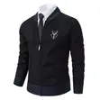 Casual Zip-Up Knit Cardigan Jacket - 1
