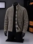 Men's Zip-Up Knit Bomber Cardigan Jacket - 2