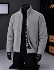 Men's Zip-Up Knit Bomber Cardigan Jacket - 3