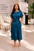 Women's Satin Wrap Dress - Elegant Classy - 4
