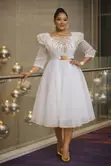 Gauni la Kifahari la Sherehe lenye Rangi ya Dhahabu (XL-4XL) - 2