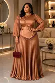 Satin Pleated Maxi Dress - 1
