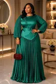 Satin Pleated Maxi Dress - 2