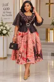 Gauni la Lace Peplum Lililochapishwa na Limepanuka - 4