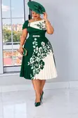 Gauni la Midi Lenye Chapa za Maua na Mikunjo - 5