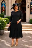 Beaded Pleated Midi Dress - 1