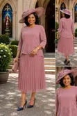 Beaded Pleated Midi Dress - 2