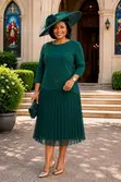 Beaded Pleated Midi Dress - 3