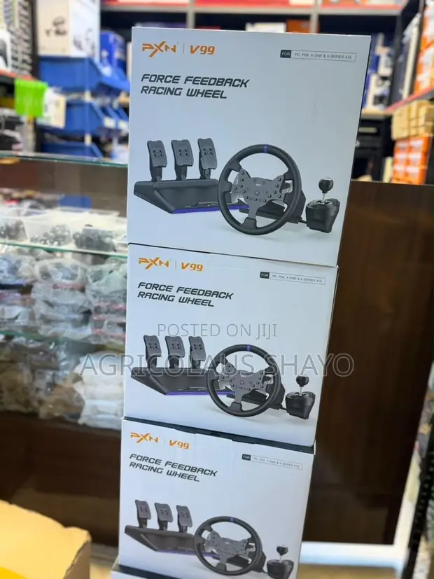 PXN V99 Force Feedback Racing Wheel with 3-Pedal Unit & Shifter - 1
