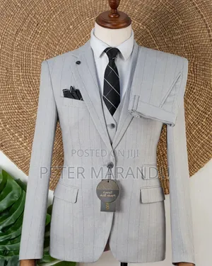 Turkey Pinstripe Suit - Men's Gray