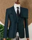 Premium Men's 3-Piece Emerald Green Pinstripe Suit - 1
