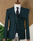 Premium Men's 3-Piece Emerald Green Pinstripe Suit - 2