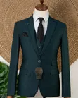 Premium Men's 3-Piece Emerald Green Pinstripe Suit - 3