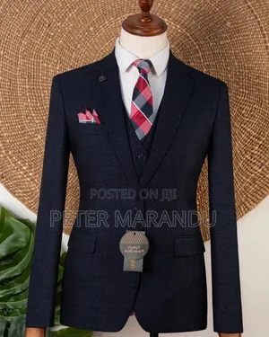 Suti ya Kiume ya Vipande Vitatu ya Navy Blue