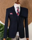 Suti ya Kiume ya Vipande Vitatu ya Navy Blue - 3