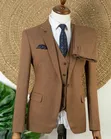 Premium Men's 3-Piece Brown/Camel Suit - 1