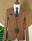 Premium Men's 3-Piece Brown/Camel Suit - 2