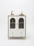 Kitchen Pantry Cabinet with Glass Doors & Drawers - 1