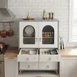 Kitchen Pantry Cabinet with Glass Doors & Drawers - 3