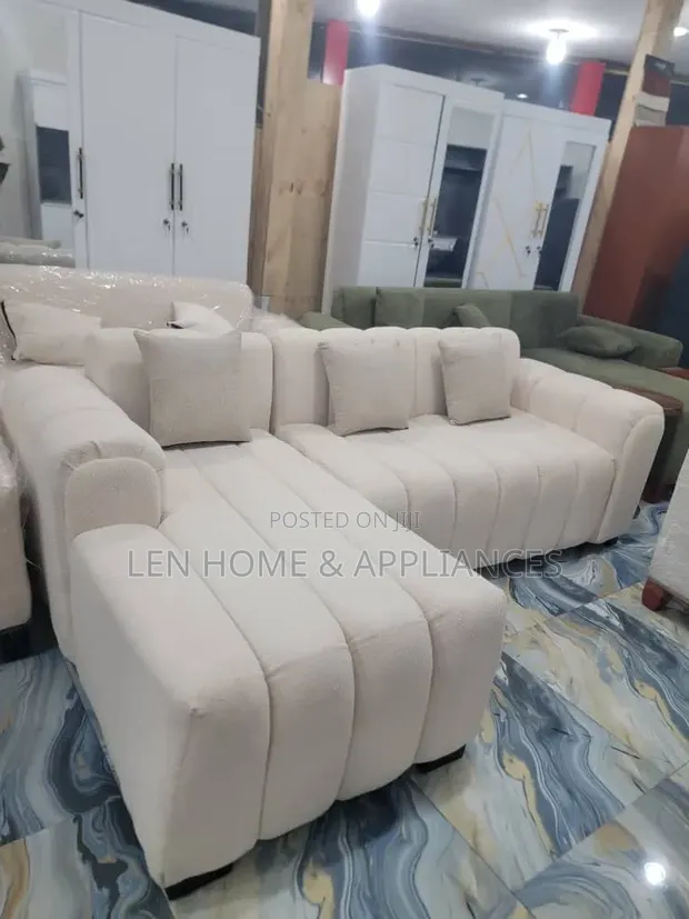 Brand New L-Shape Sofa - White - 1