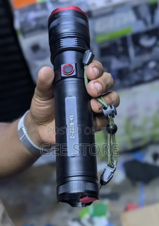 Black Rechargeable LED Tactical Flashlight with Powerbank - 1