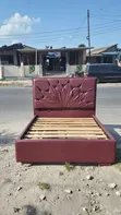 Sofa Bed 5/6 Seater Maroon Leather - 2