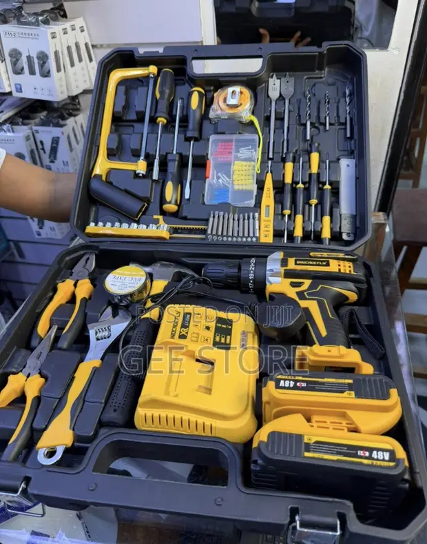 Cordless Power Drill Combo Kit with Hard Carry Case - 1