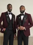Luxury Wine Red & Black Tuxedo Suit - Marco Lorenzo - 2