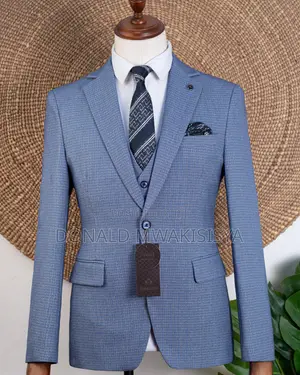Suti ya Premium 3-Piece Joselino Wool - Blue