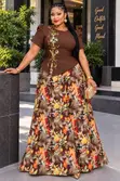 Peplum Top & Floral Maxi Skirt Set - 4