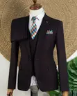Suti ya Premium 3-Piece kutoka Uturuki - Rangi ya Wine/Burgundy - 2