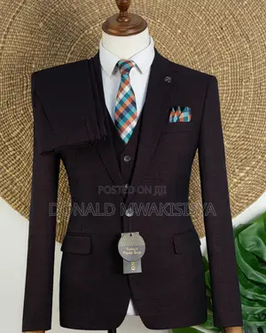 Suti ya Premium 3-Piece kutoka Uturuki - Rangi ya Wine/Burgundy